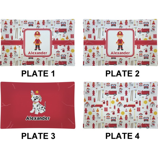 Firefighter Set of Rectangular Dinner Plates (Approval)
