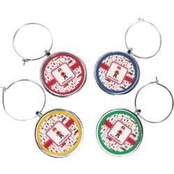 Firefighter Character Wine Charms (Set of 4) (Personalized)