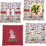 Firefighter Character Set of 4 Glass Square Lunch / Dinner Plate 9.5" w/ Name or Text