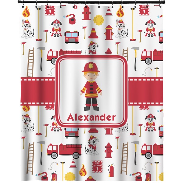 Custom Firefighter Character Extra Long Shower Curtain - 70"x84" w/ Name or Text