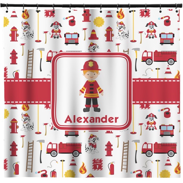Custom Firefighter Character Shower Curtain - Custom Size w/ Name or Text