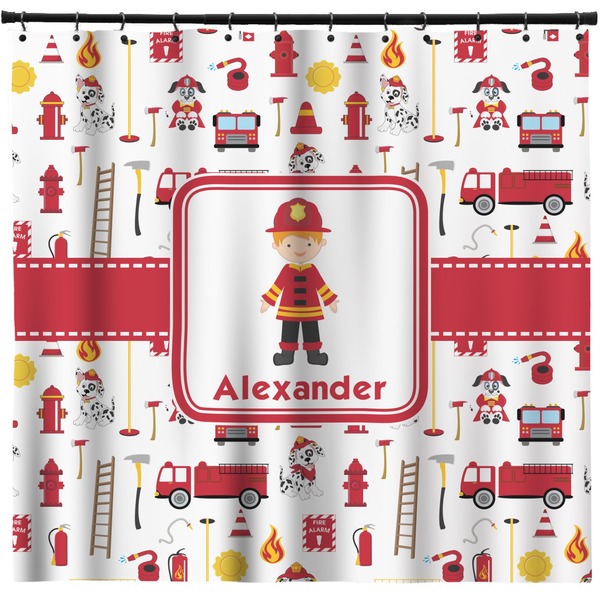 Custom Firefighter Character Shower Curtain - 71" x 74" (Personalized)