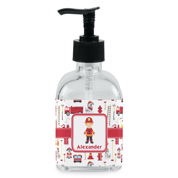 Custom Firefighter Character Glass Soap & Lotion Bottle - Single Bottle (Personalized)