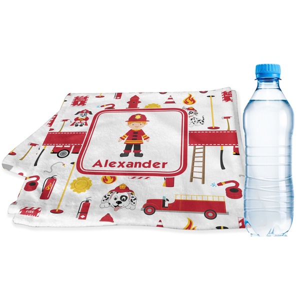 Custom Firefighter Character Sports & Fitness Towel w/ Name or Text