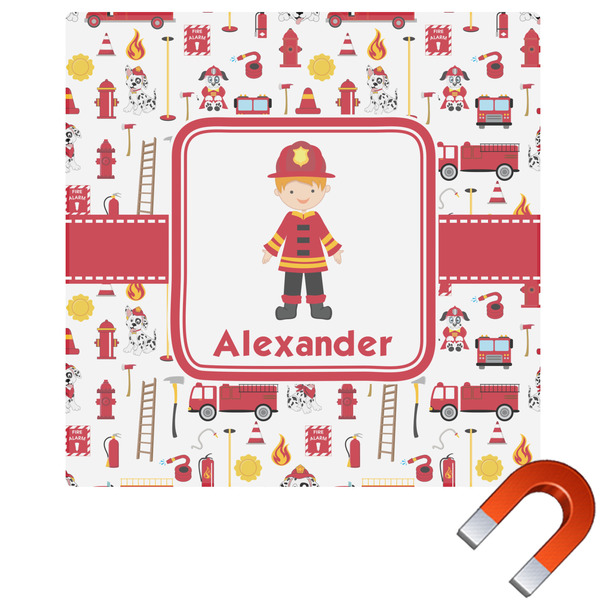 Custom Firefighter Character Square Car Magnet - 6" w/ Name or Text