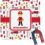 Firefighter Character Square Fridge Magnet w/ Name or Text