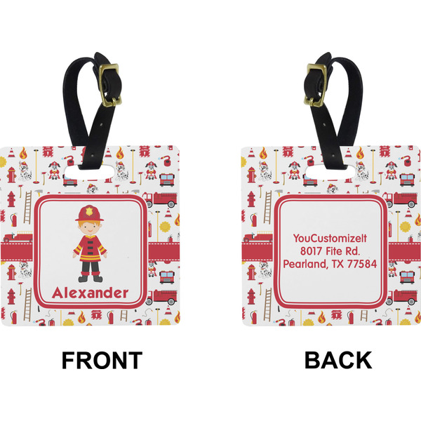 Firefighter Square Luggage Tag (Front + Back)