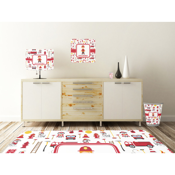 Firefighter Square Wall Decal Wooden Desk