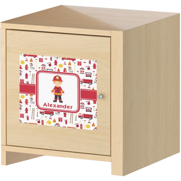 Firefighter Square Wall Decal on Wooden Cabinet