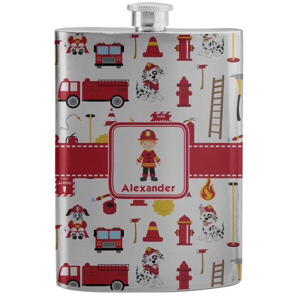 Custom Firefighter Character Stainless Steel Flask w/ Name or Text