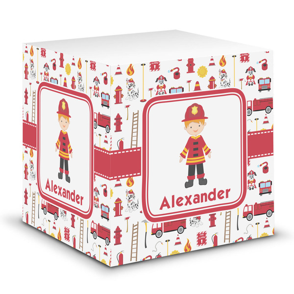 Custom Firefighter Character Sticky Note Cube w/ Name or Text