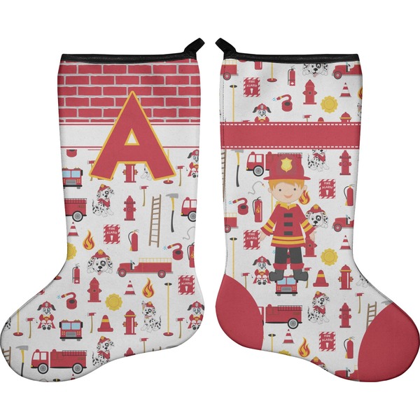 Custom Firefighter Character Holiday Stocking - Double-Sided - Neoprene (Personalized)