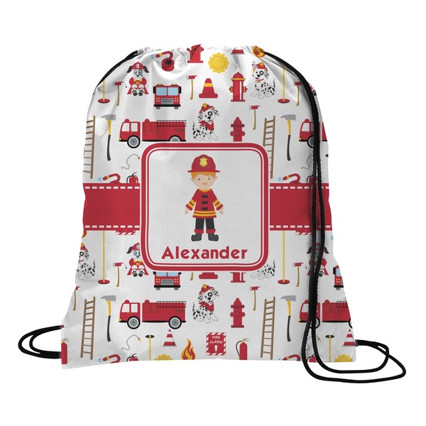 Custom Firefighter Character Drawstring Backpack - Large w/ Name or Text