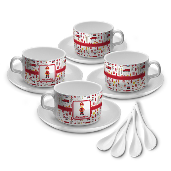 Custom Firefighter Character Tea Cup - Set of 4 (Personalized)