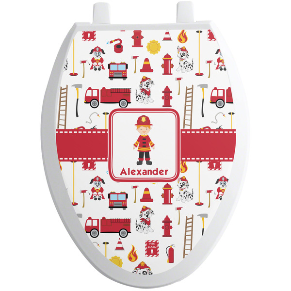 Custom Firefighter Character Toilet Seat Decal - Elongated (Personalized)