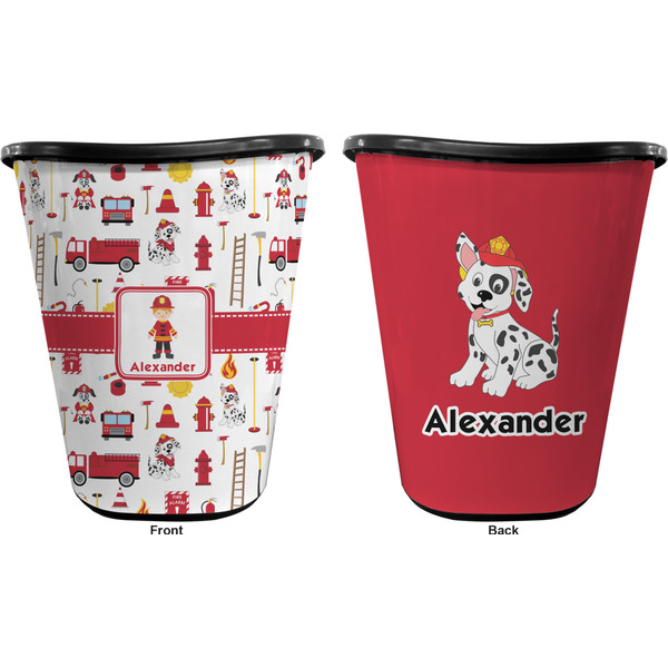 Firefighter Trash Can Black - Front and Back - Apvl