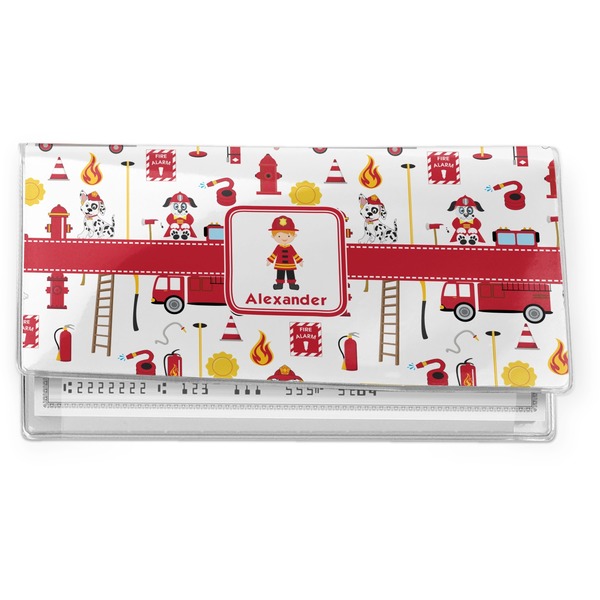 Custom Firefighter Character Vinyl Checkbook Cover w/ Name or Text