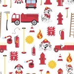Firefighter Character Wallpaper & Surface Covering (Peel & Stick 24"x 24" Sample)
