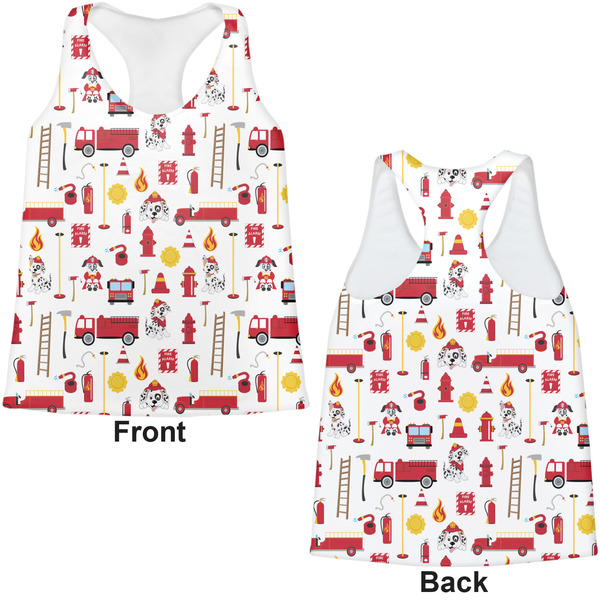 Firefighter Womens Racerback Tank Tops - Medium - Front and Back