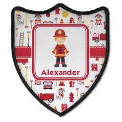 Firefighter Character Iron on Shield Patch B w/ Name or Text
