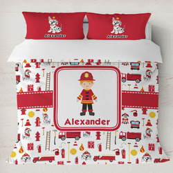 Firefighter Character Duvet Cover Set - King w/ Name or Text
