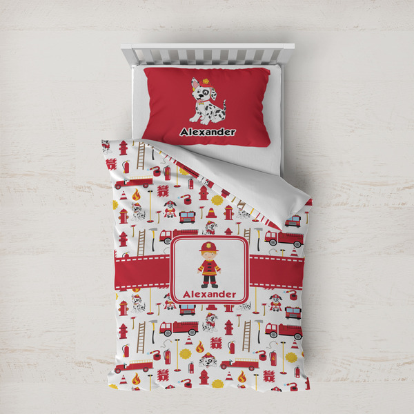 Custom Firefighter Character Duvet Cover Set - Twin XL w/ Name or Text