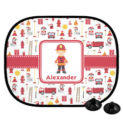 Firefighter Character Car Side Window Sun Shade w/ Name or Text