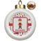 Firefighter for Kids Ceramic Christmas Ornament - Poinsettias (Front View)