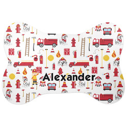 Firefighter Character Bone Shaped Dog Food Mat (Large) (Personalized)