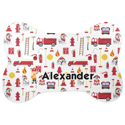 Firefighter Character Bone Shaped Dog Food Mat (Personalized)