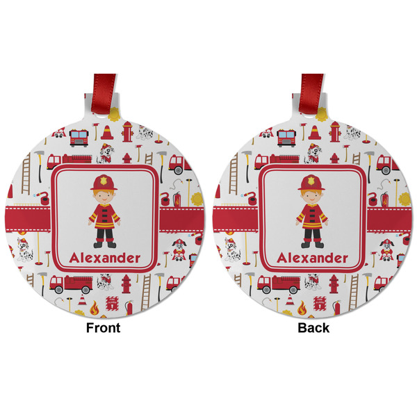 Firefighter for Kids Metal Ball Ornament - Front and Back