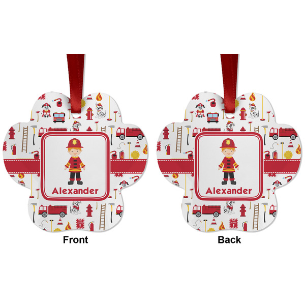 Firefighter for Kids Metal Paw Ornament - Front and Back
