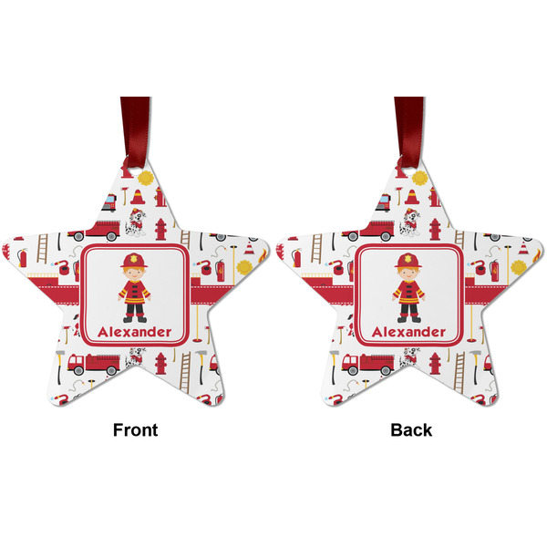 Firefighter for Kids Metal Star Ornament - Front and Back
