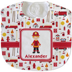 Firefighter Character Velour Baby Bib w/ Name or Text
