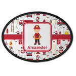 Firefighter Character Iron On Oval Patch w/ Name or Text