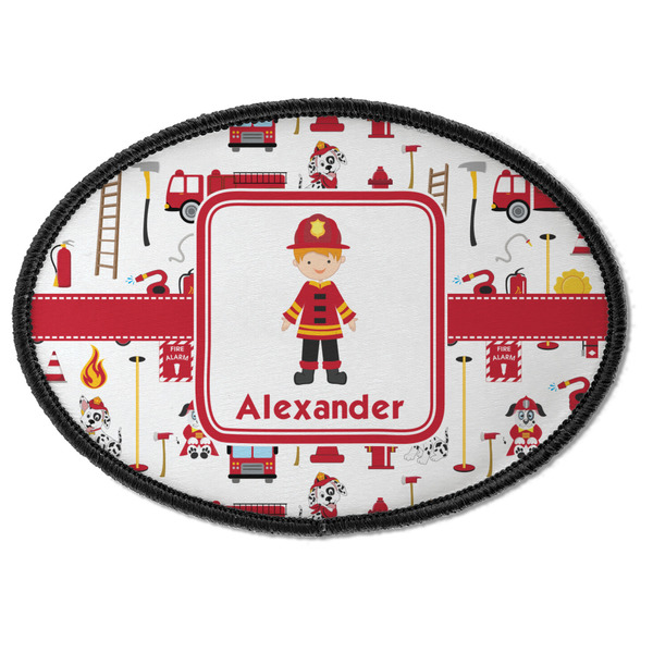 Custom Firefighter Character Iron On Oval Patch w/ Name or Text
