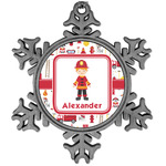 Firefighter Character Vintage Snowflake Ornament (Personalized)