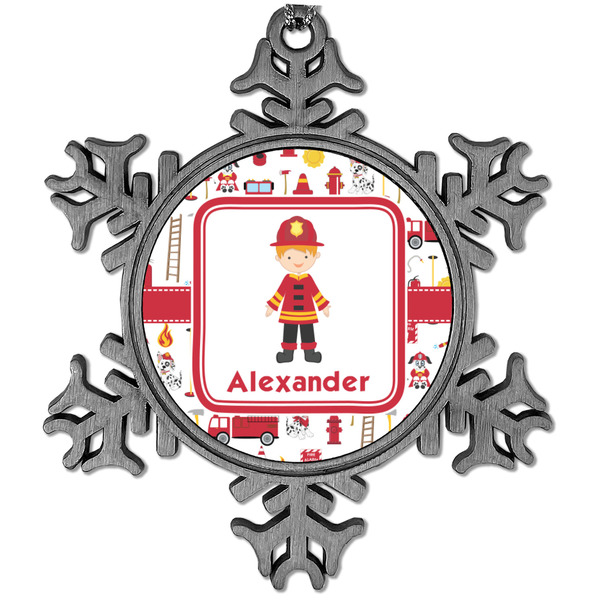 Custom Firefighter Character Vintage Snowflake Ornament (Personalized)