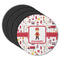 Firefighter Character Round Rubber Backed Coasters - Set of 4 w/ Name or Text