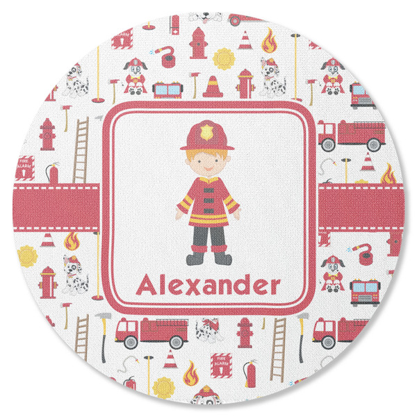 Custom Firefighter Character Round Rubber Backed Coaster w/ Name or Text
