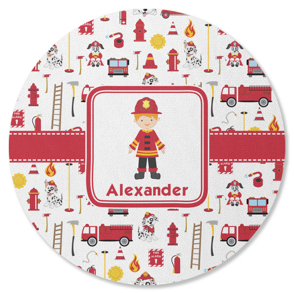 Custom Firefighter Character Round Rubber Backed Coaster w/ Name or Text