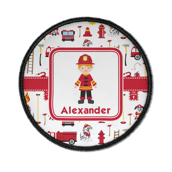 Custom Firefighter Character Iron On Round Patch w/ Name or Text