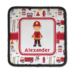 Firefighter Character Iron On Square Patch w/ Name or Text