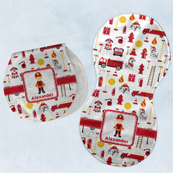 Firefighter Character Burp Pads - Velour - Set of 2 w/ Name or Text