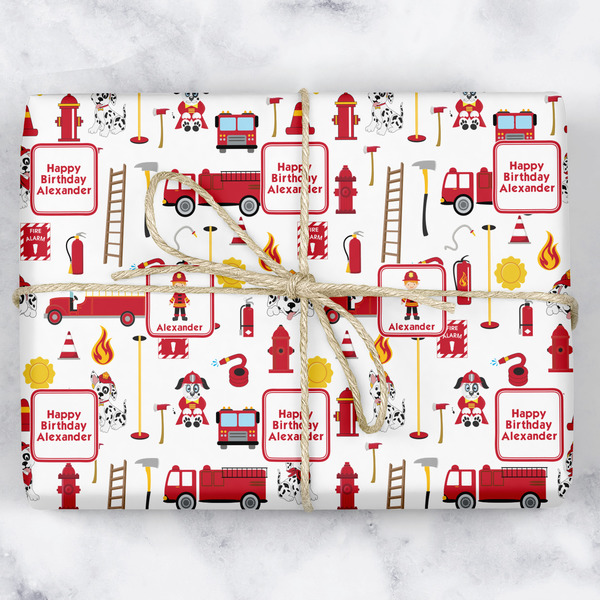 Custom Firefighter Character Wrapping Paper (Personalized)