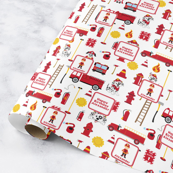 Custom Firefighter Character Wrapping Paper Roll - Small (Personalized)