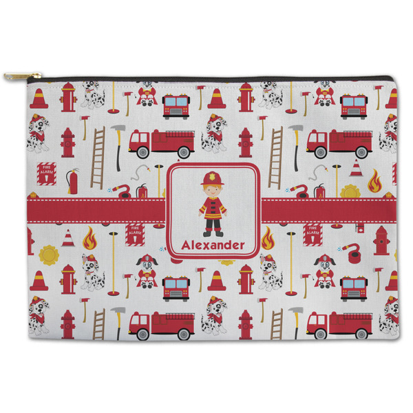 Custom Firefighter Character Zipper Pouch - Large - 12.5"x8.5" w/ Name or Text