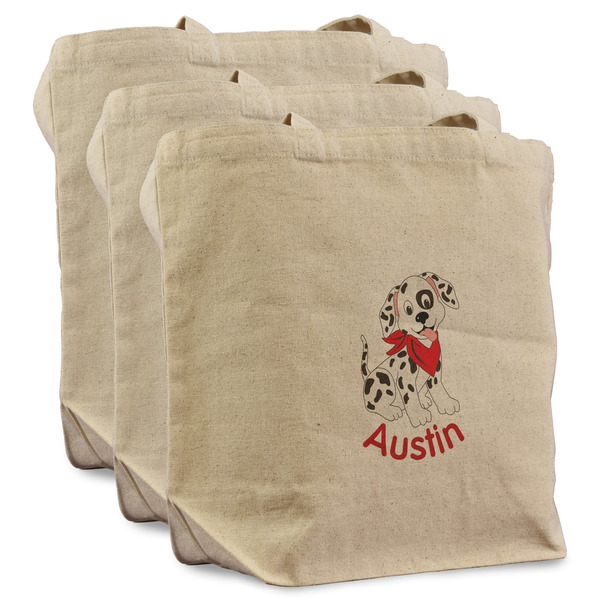 Custom Dalmation Reusable Cotton Grocery Bags - Set of 3 (Personalized)
