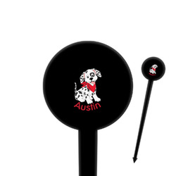 Dalmation 4" Round Plastic Food Picks - Black - Double Sided (Personalized)