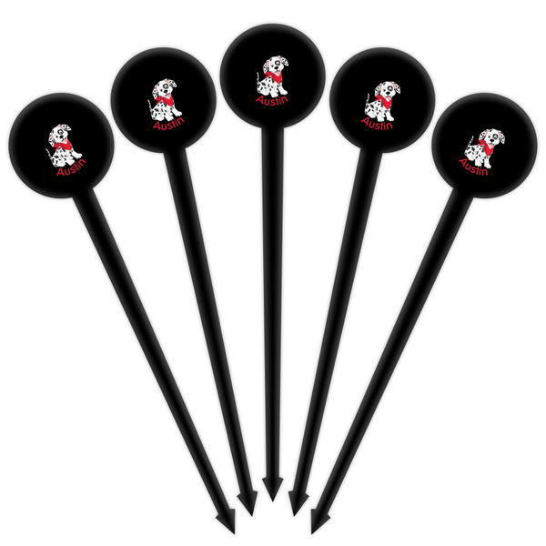 Dalmation Black Plastic 4" Food Pick - Round - Fan View